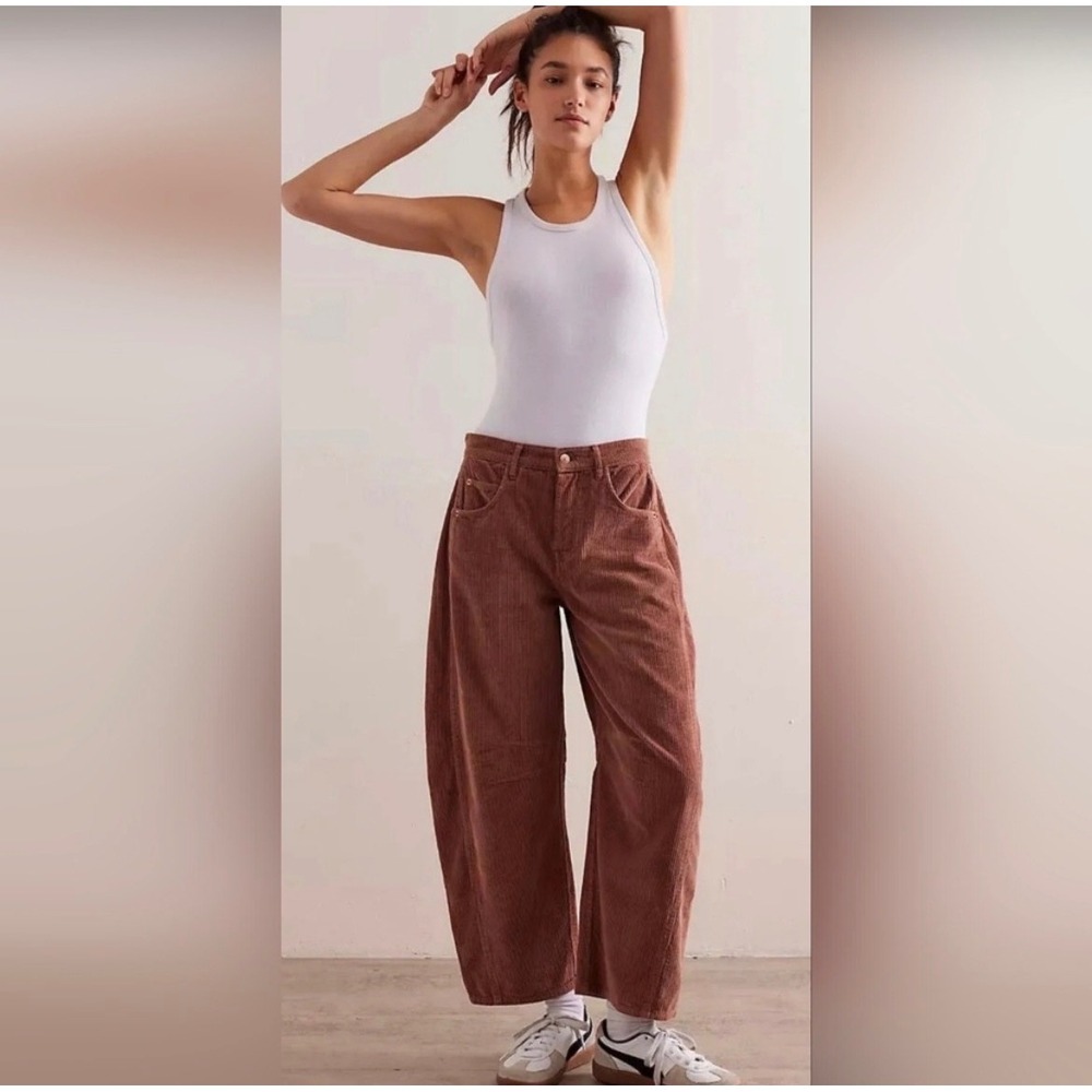 We the Free Good Luck barrel leg corduroy pants 31 boho Lagenlook classic casual
